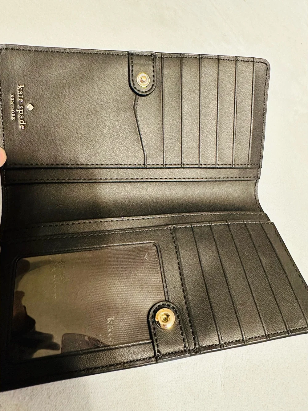 kate spade Stacy Two-Tone Black and Beige Saffiano Wallet